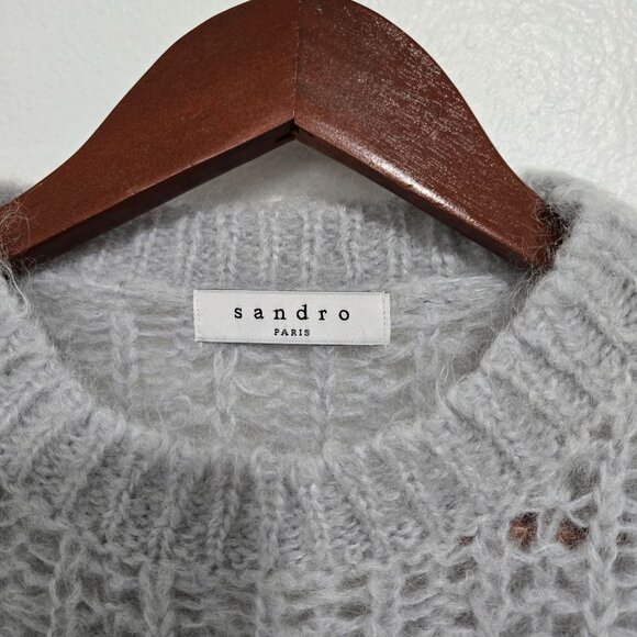 Sandro Wool Chunky Knit Sweater in Gray - Size 1 (US Small) - Picture 3 of 8